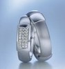 SATIN FINISH WEDDING RING UNIQUE SHAPE 5.5MM - RING ON RIGHT
